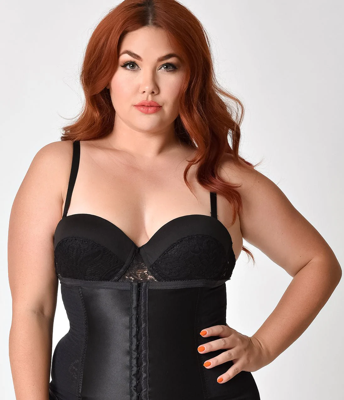 Unique Vintage Plus Size 1950s Black Stretch Power Mesh Waist Cincher - Image 4