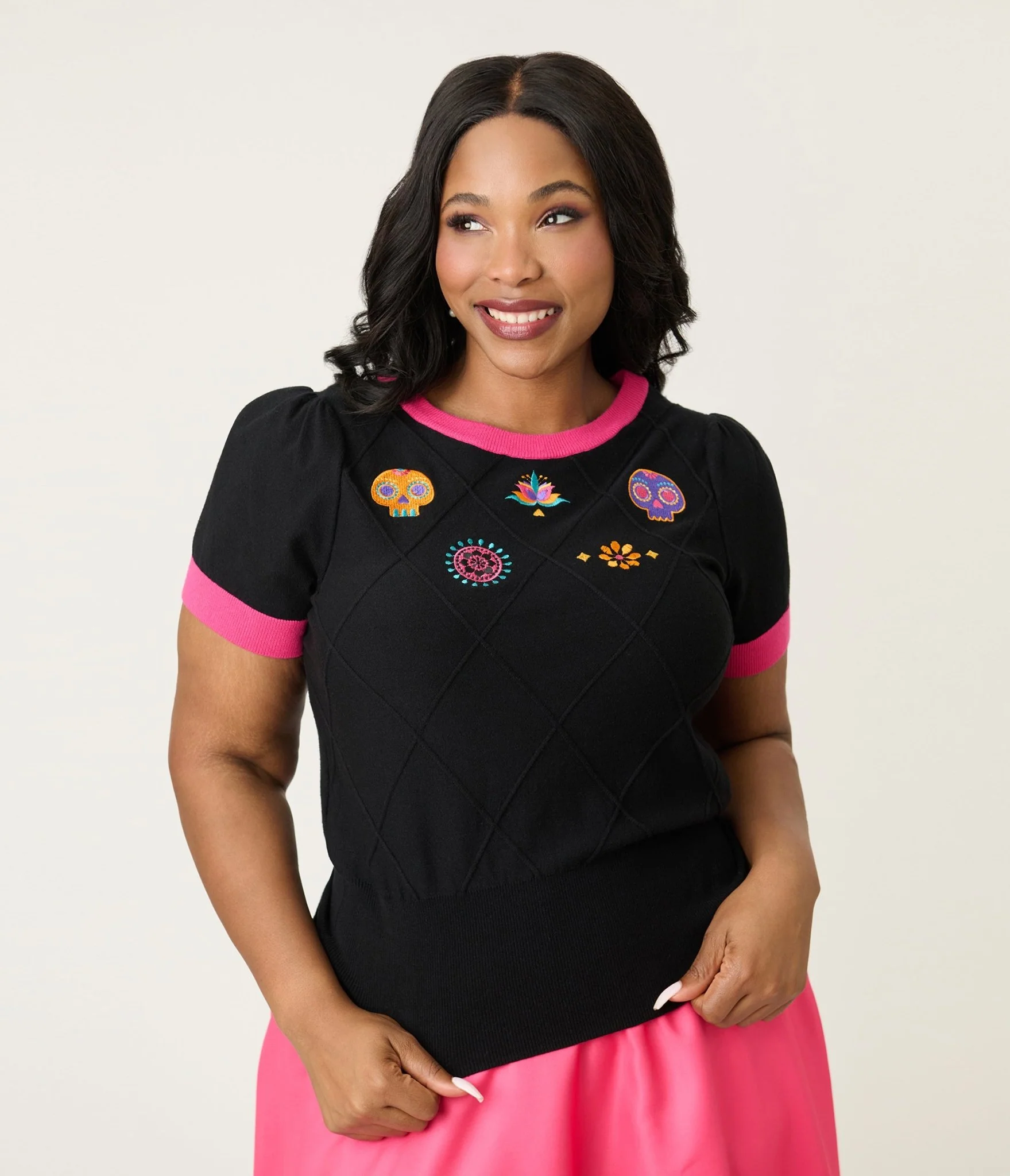Unique Vintage Plus Size Day of the Dead Embroidered Sweater - Image 3