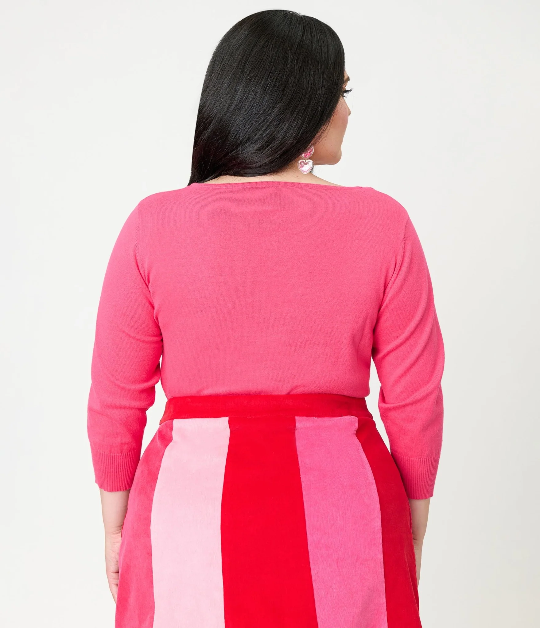 Unique Vintage Plus Size Hot Pink & Cupid Accent Dandy Cardigan - Image 2