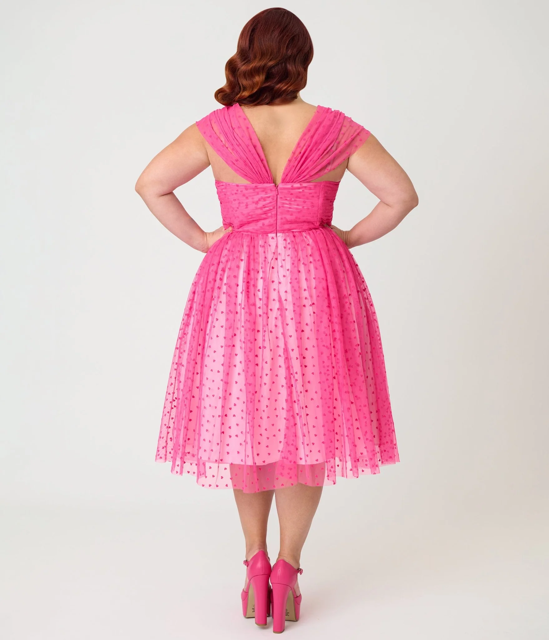 Unique Vintage Plus Size Hot Pink Garden State Swing Dress - Image 2