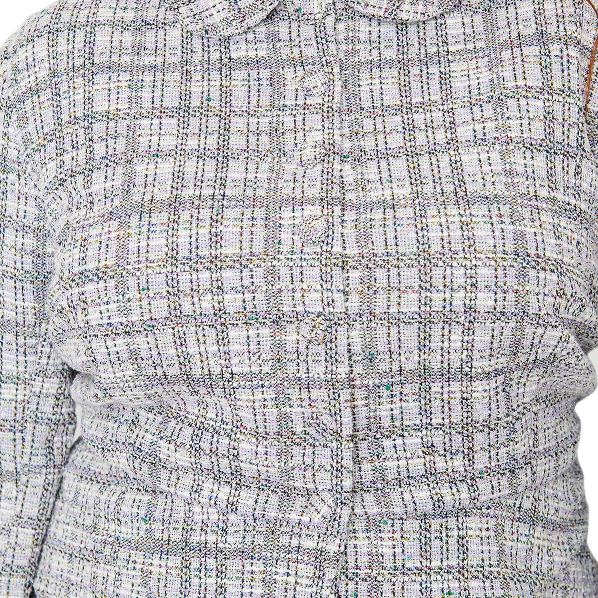 Unique Vintage Plus Size Lavender Plaid Boucle Peplum Jacket - Image 3