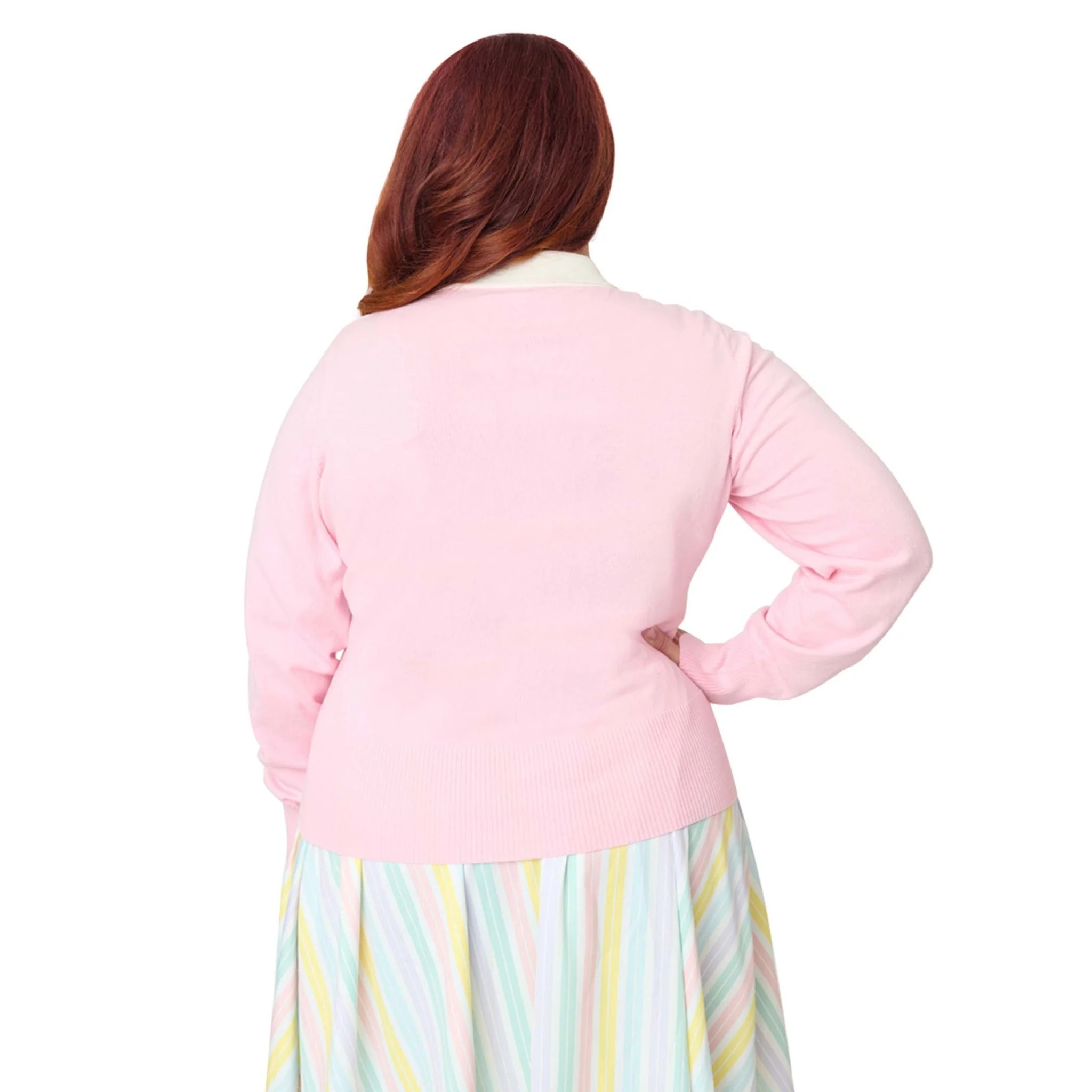 Unique Vintage Plus Size Pink Chick Embroidered Cardigan - Image 2