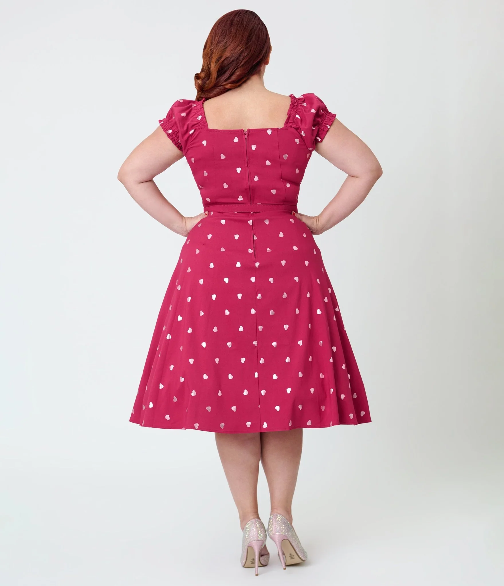 Unique Vintage Plus Size Pink Heart Ohara Swing Dress - Image 2