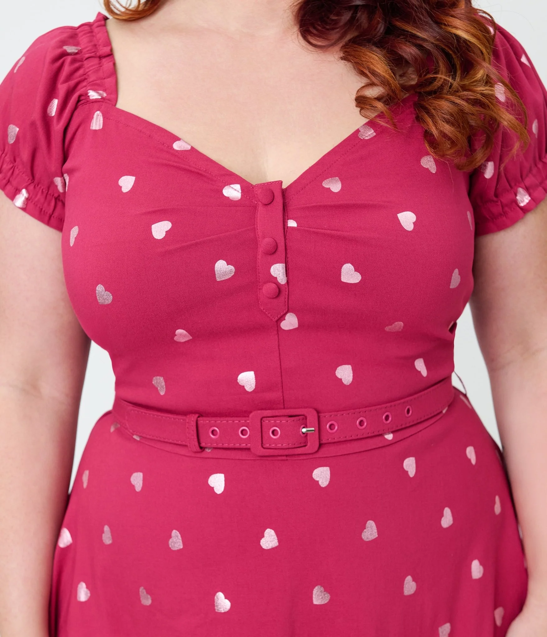 Unique Vintage Plus Size Pink Heart Ohara Swing Dress - Image 5