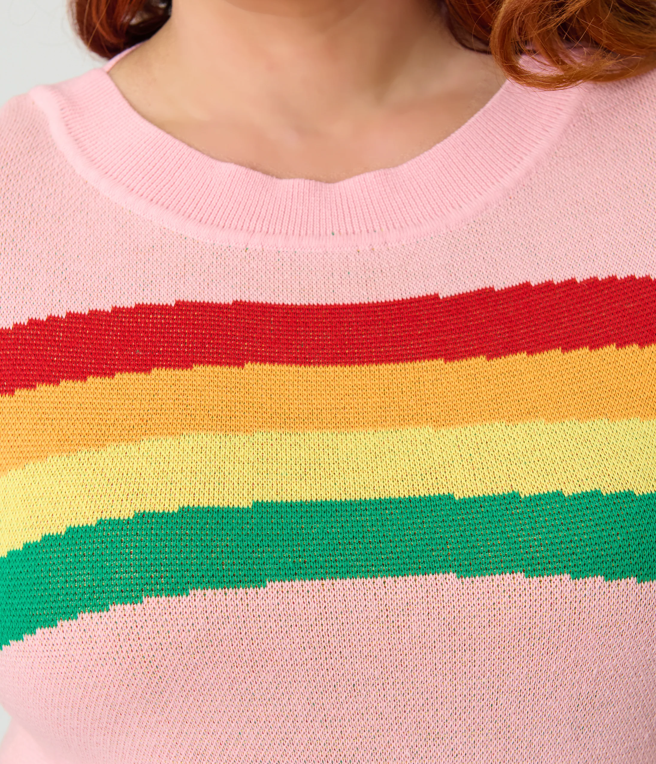 Unique Vintage Plus Size Pink Rainbow Stripe Minou Sweater - Image 5