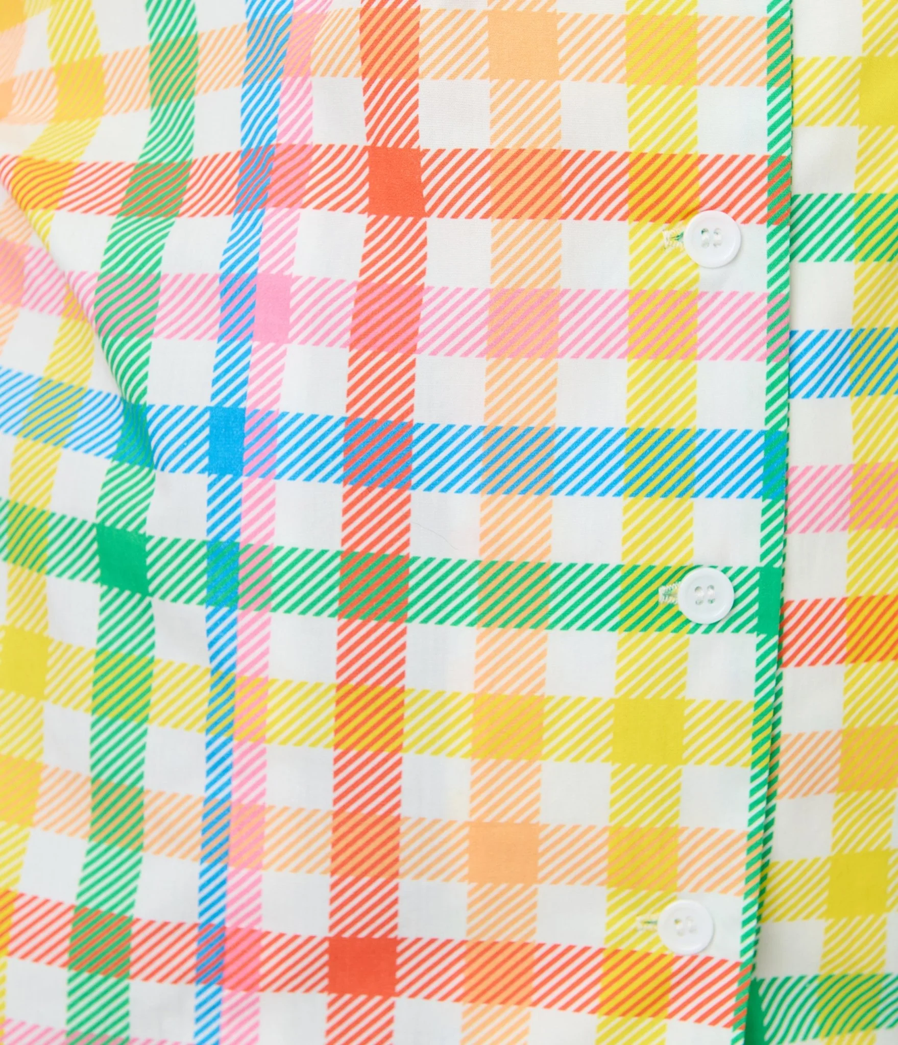 Unique Vintage Plus Size Rainbow Gingham Notched Collar Cotton Blouse - Image 5