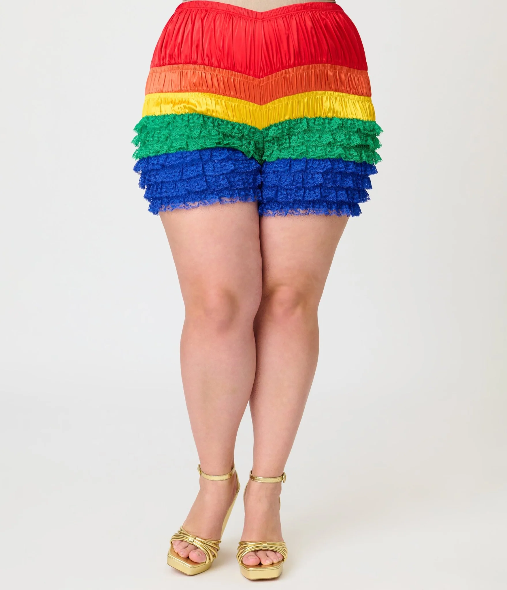 Unique Vintage Plus Size Rainbow Multi Layered High Waisted Bloomers