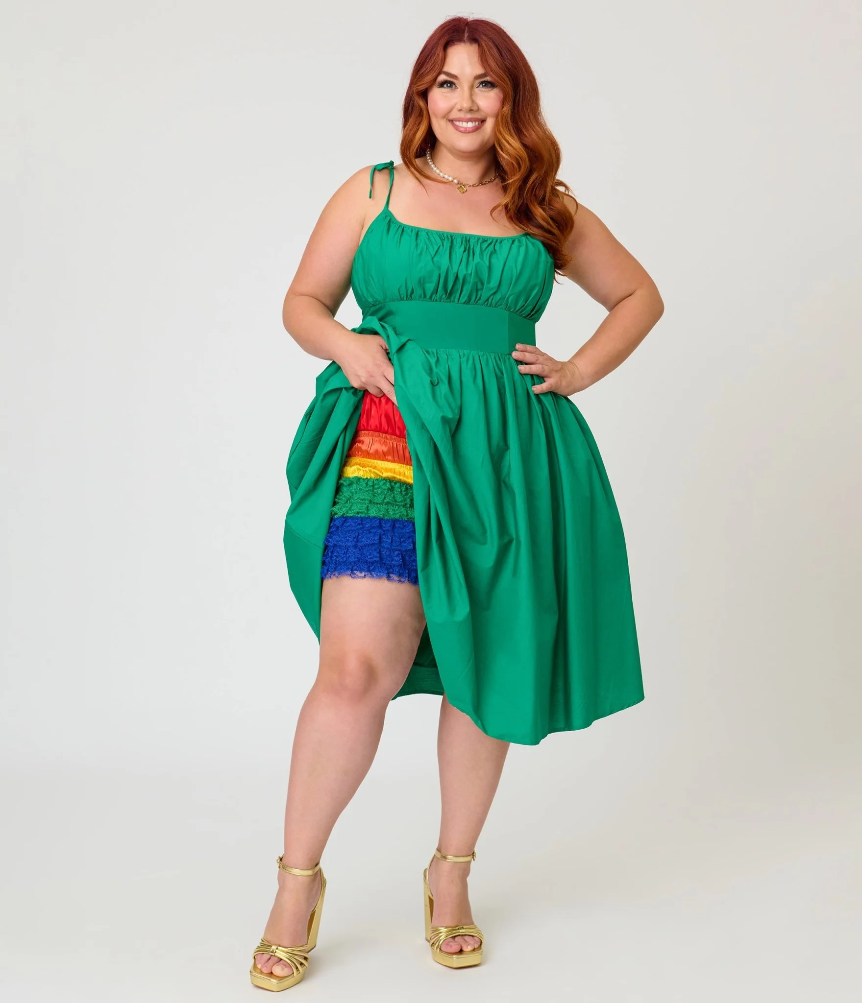 Unique Vintage Plus Size Rainbow Multi Layered High Waisted Bloomers - Image 3