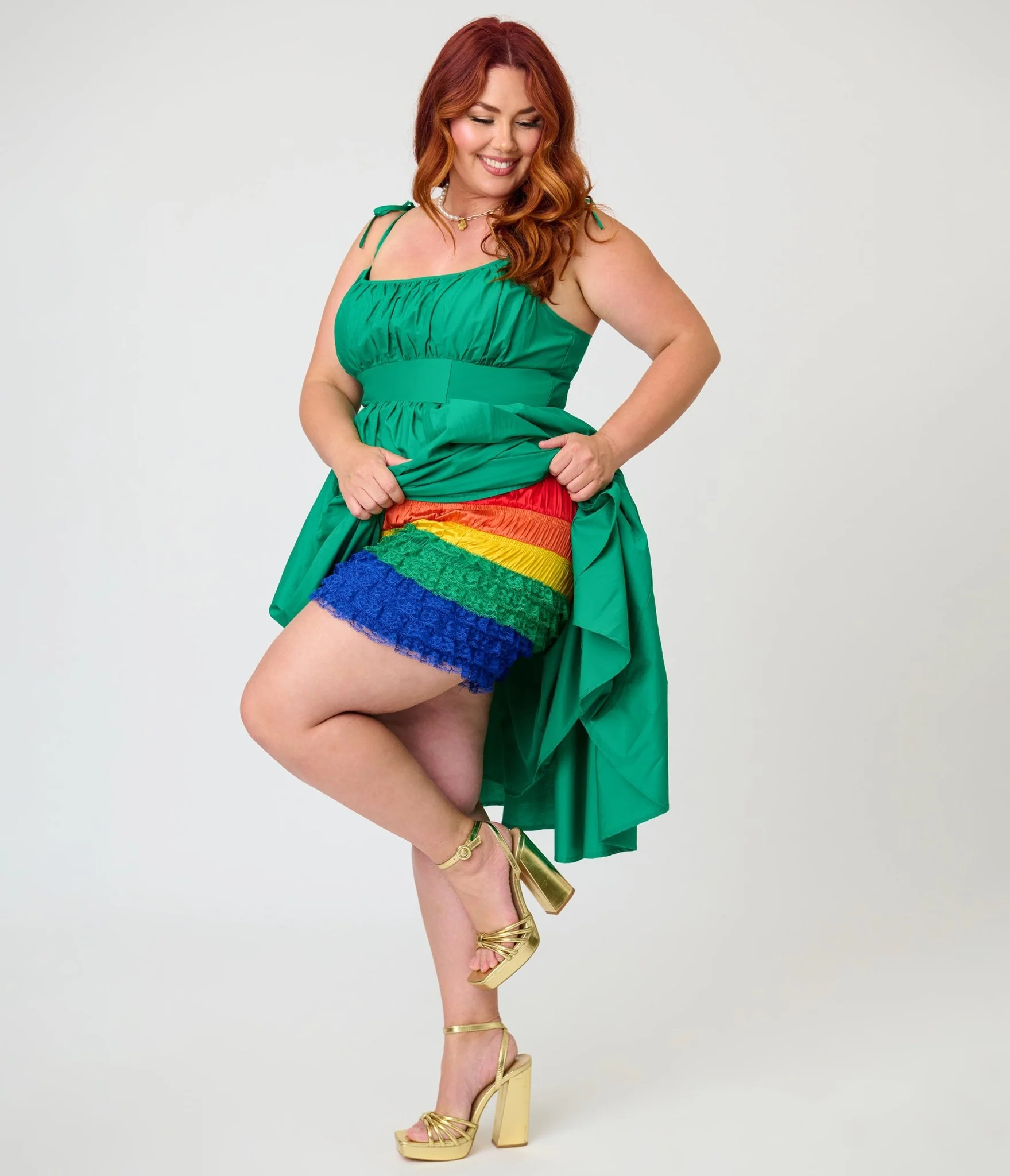 Unique Vintage Plus Size Rainbow Multi Layered High Waisted Bloomers - Image 4