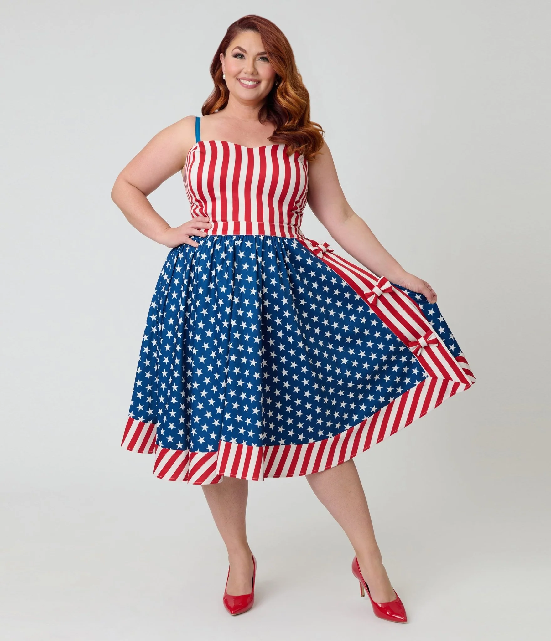 Unique Vintage Plus Size Red & White Stripe Ossining Romper - Image 4