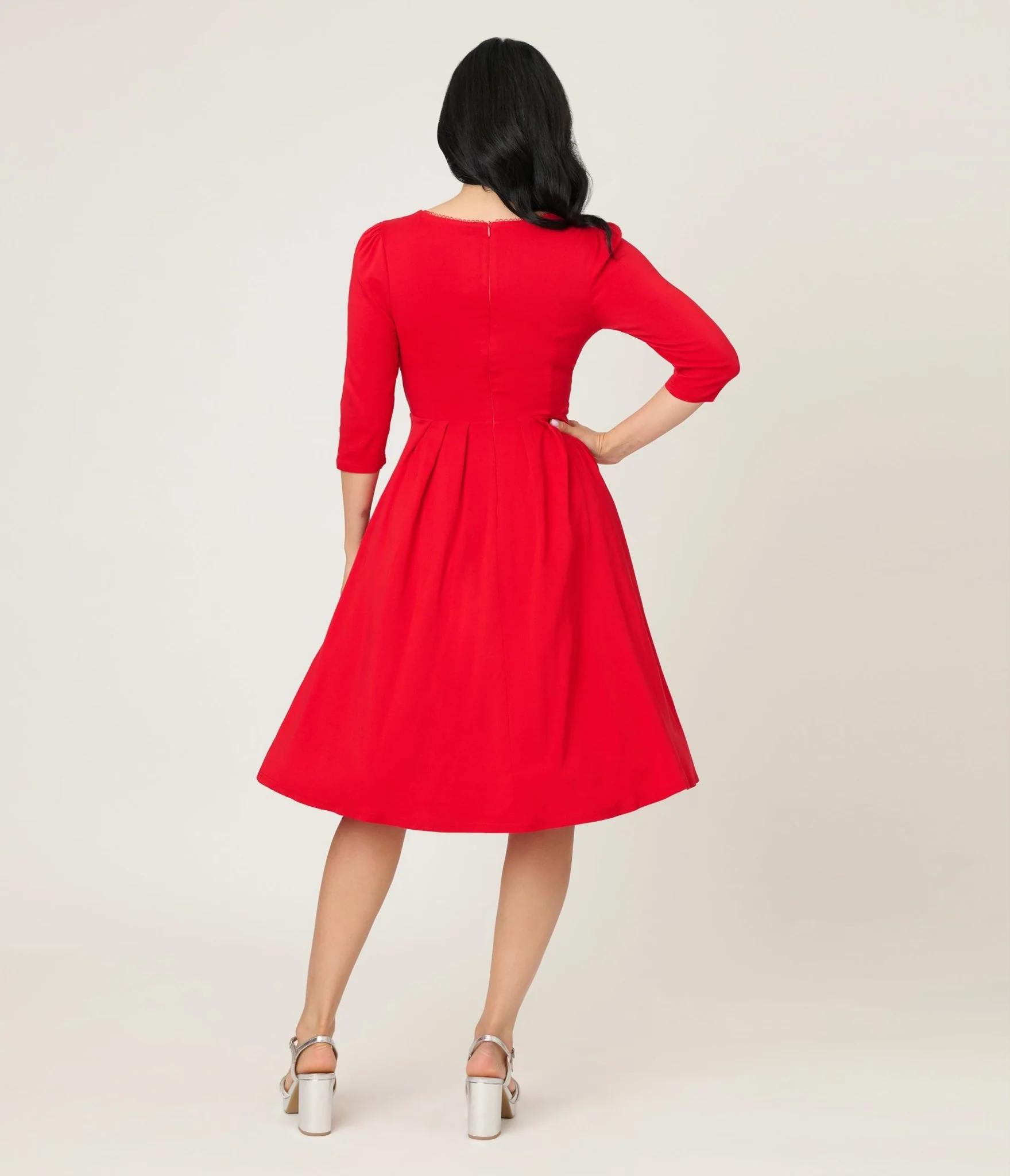 Unique Vintage Red Sweetheart Swing Dress - Image 2