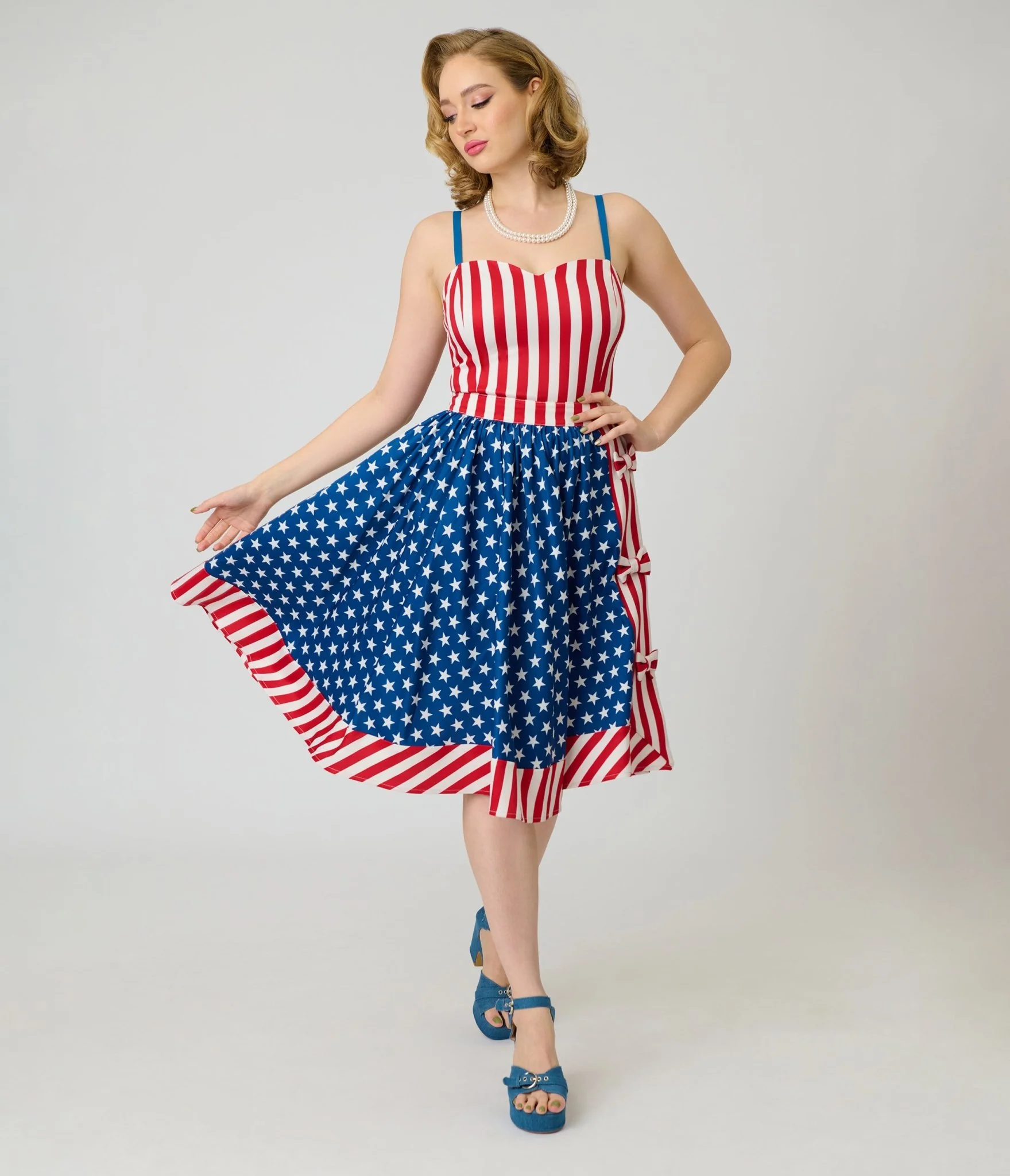 Unique Vintage Stars & Stripes Rye Swing Skirt