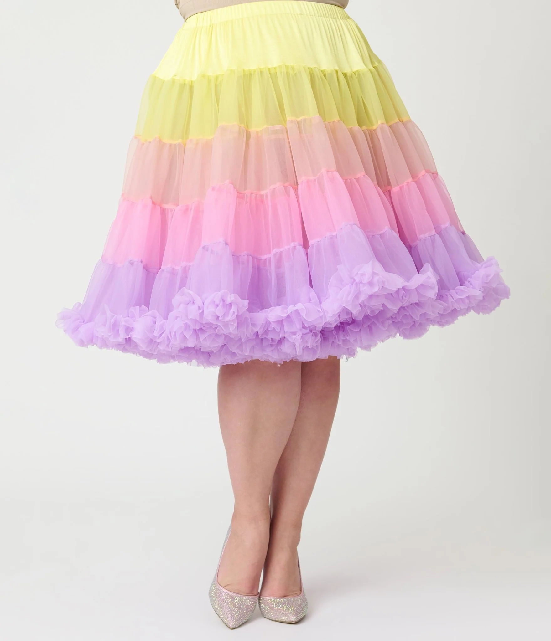 Unique Vintage Sunset Ombre Ruffled Petticoat Crinoline - Image 3