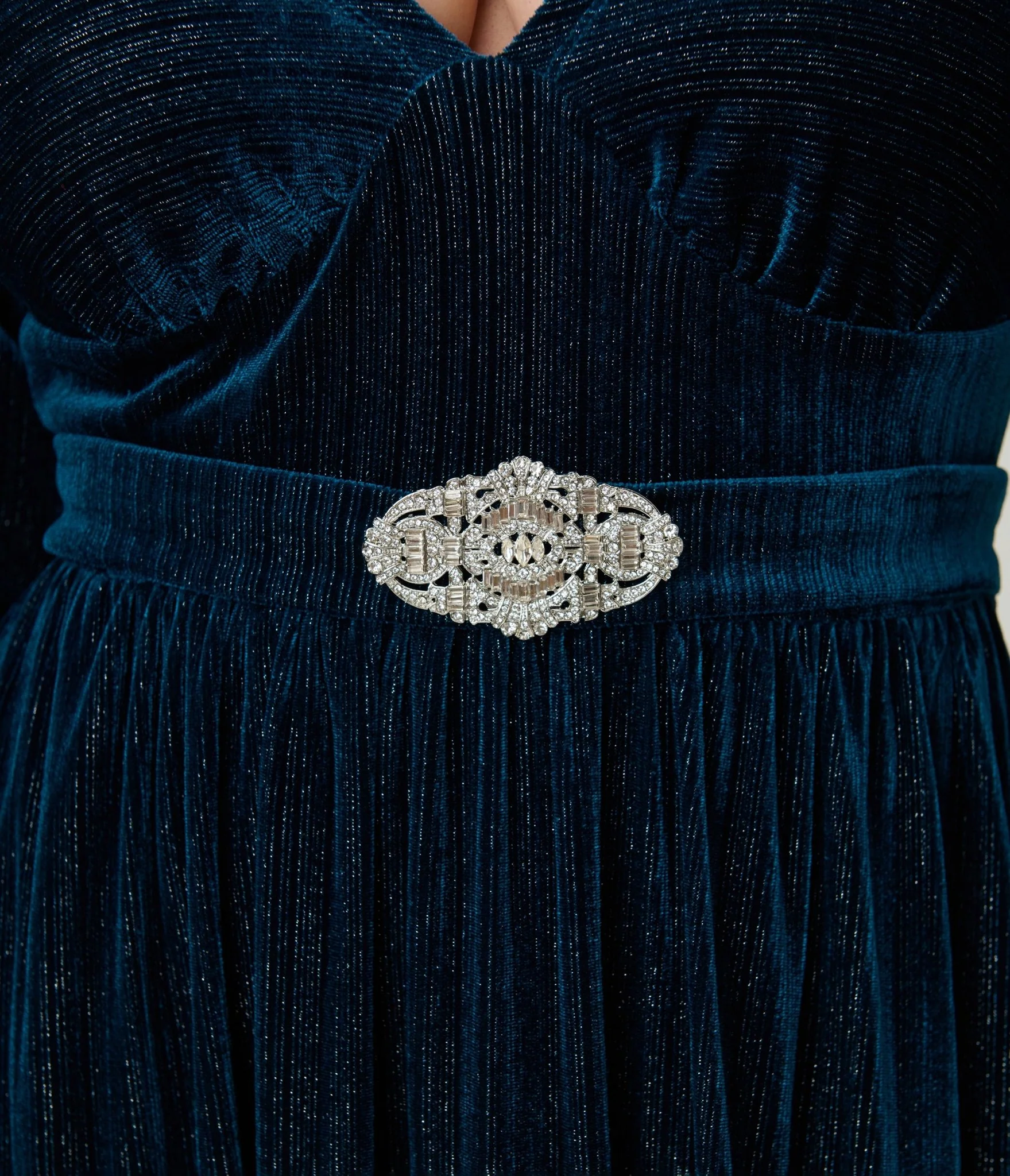 Unique Vintage Teal Velvet Batwing Sleeve Maxi Dress - Image 5