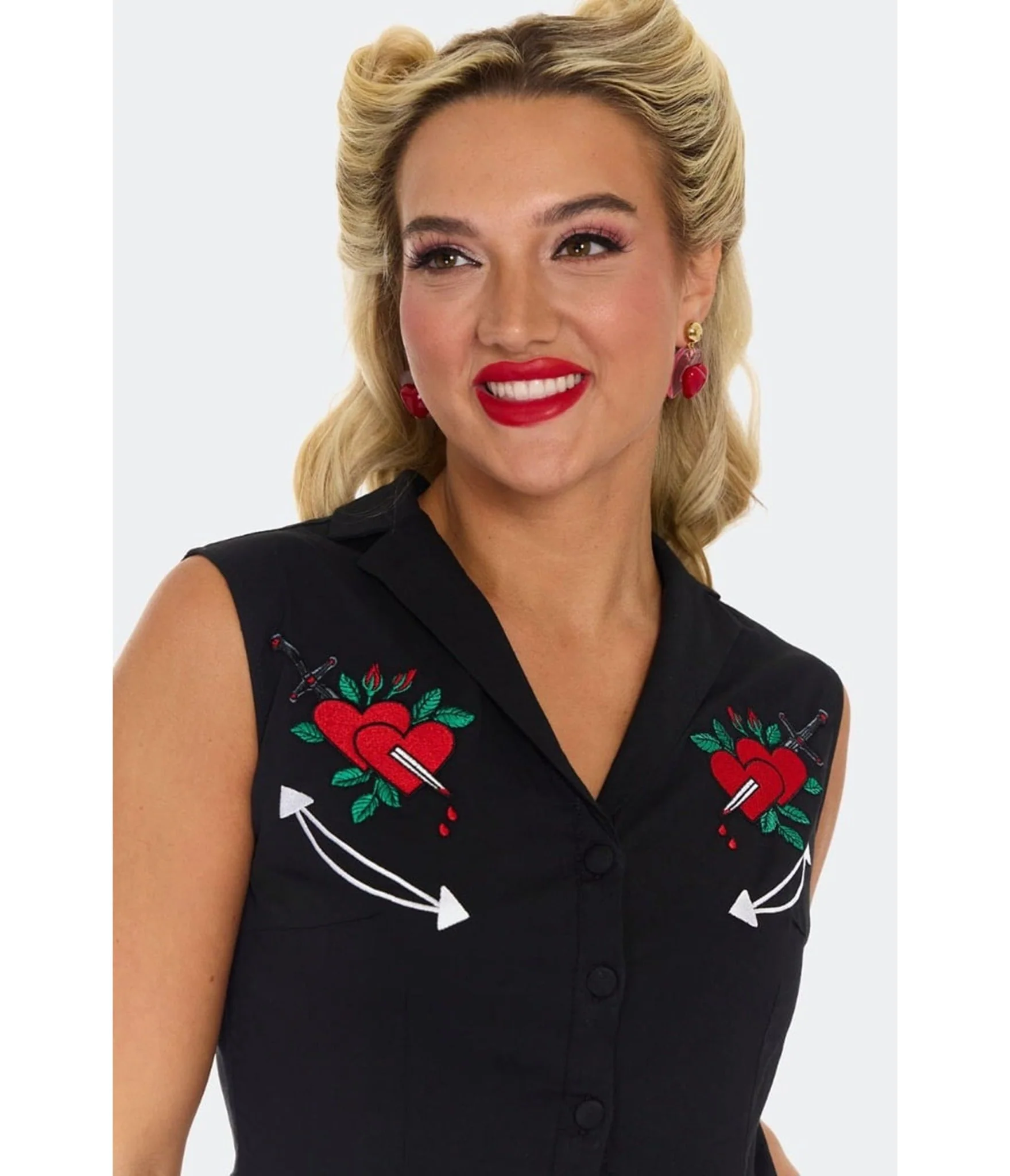 Voodoo Vixen Black Heart & Dagger Flare Dress - Image 5