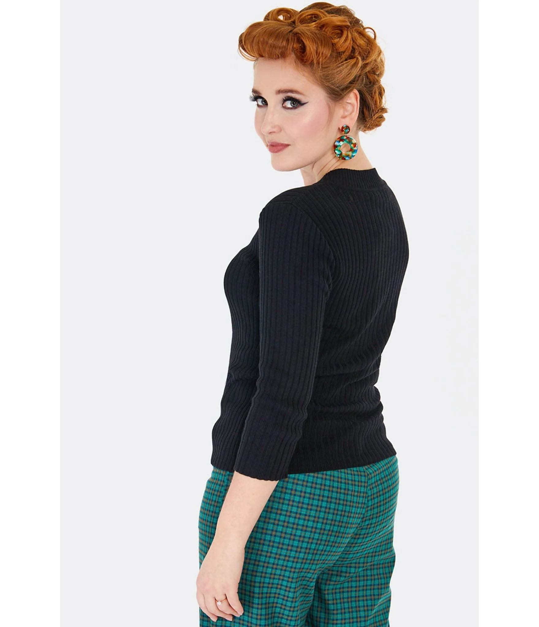 Voodoo Vixen Black Peacock Keyhole Sweater - Image 2