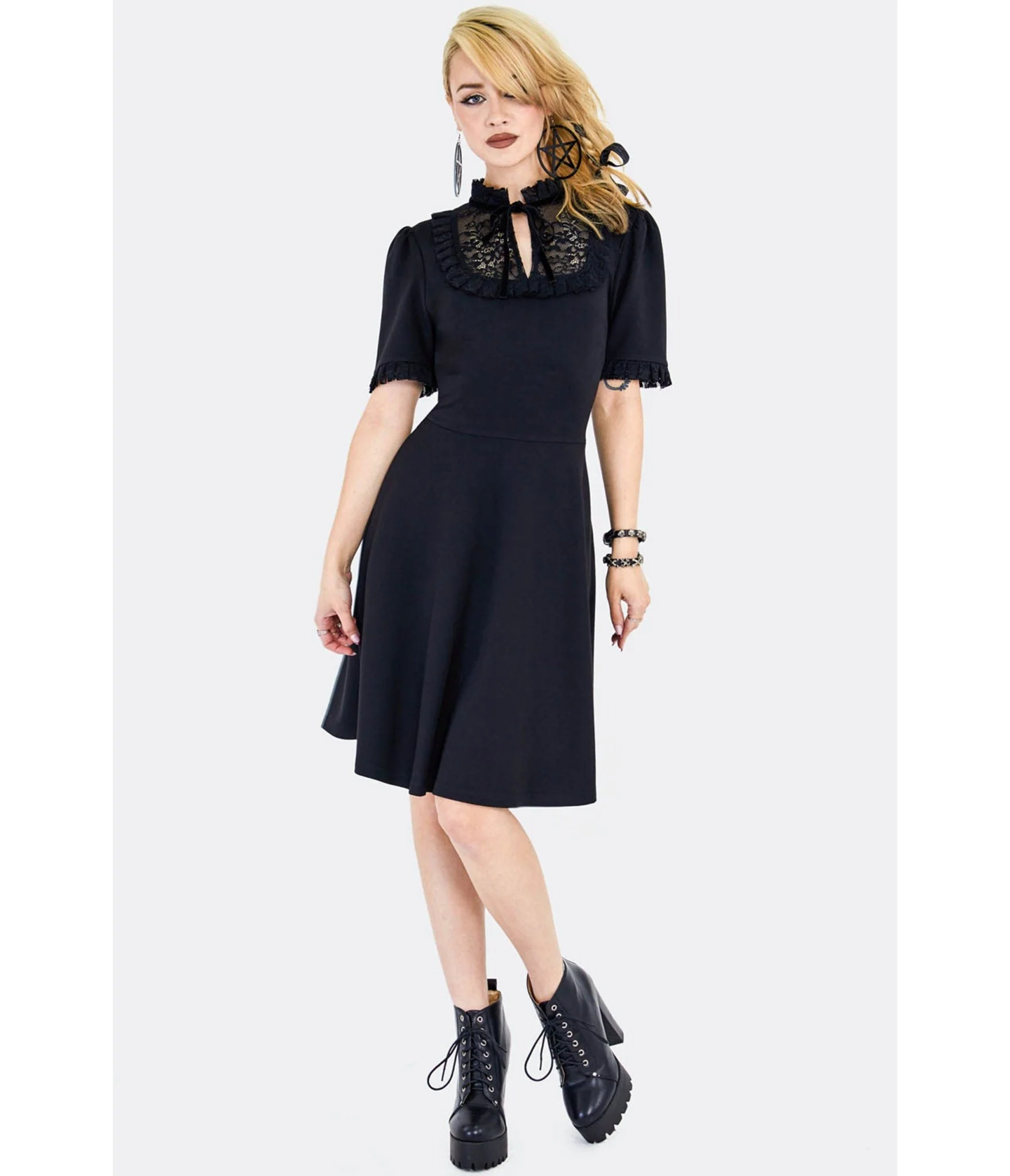 Voodoo Vixen Black Skater Mini Dress