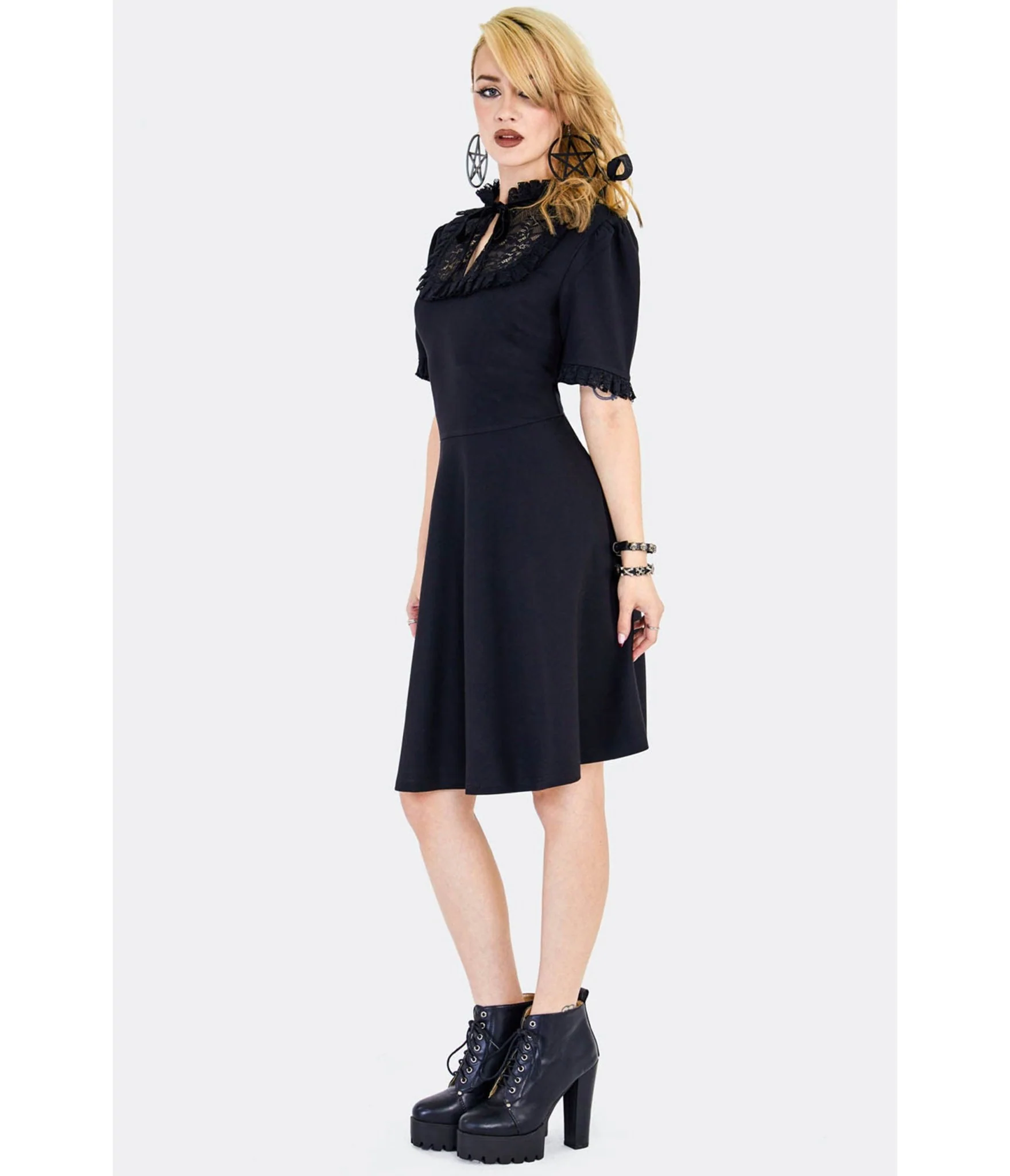 Voodoo Vixen Black Skater Mini Dress - Image 3