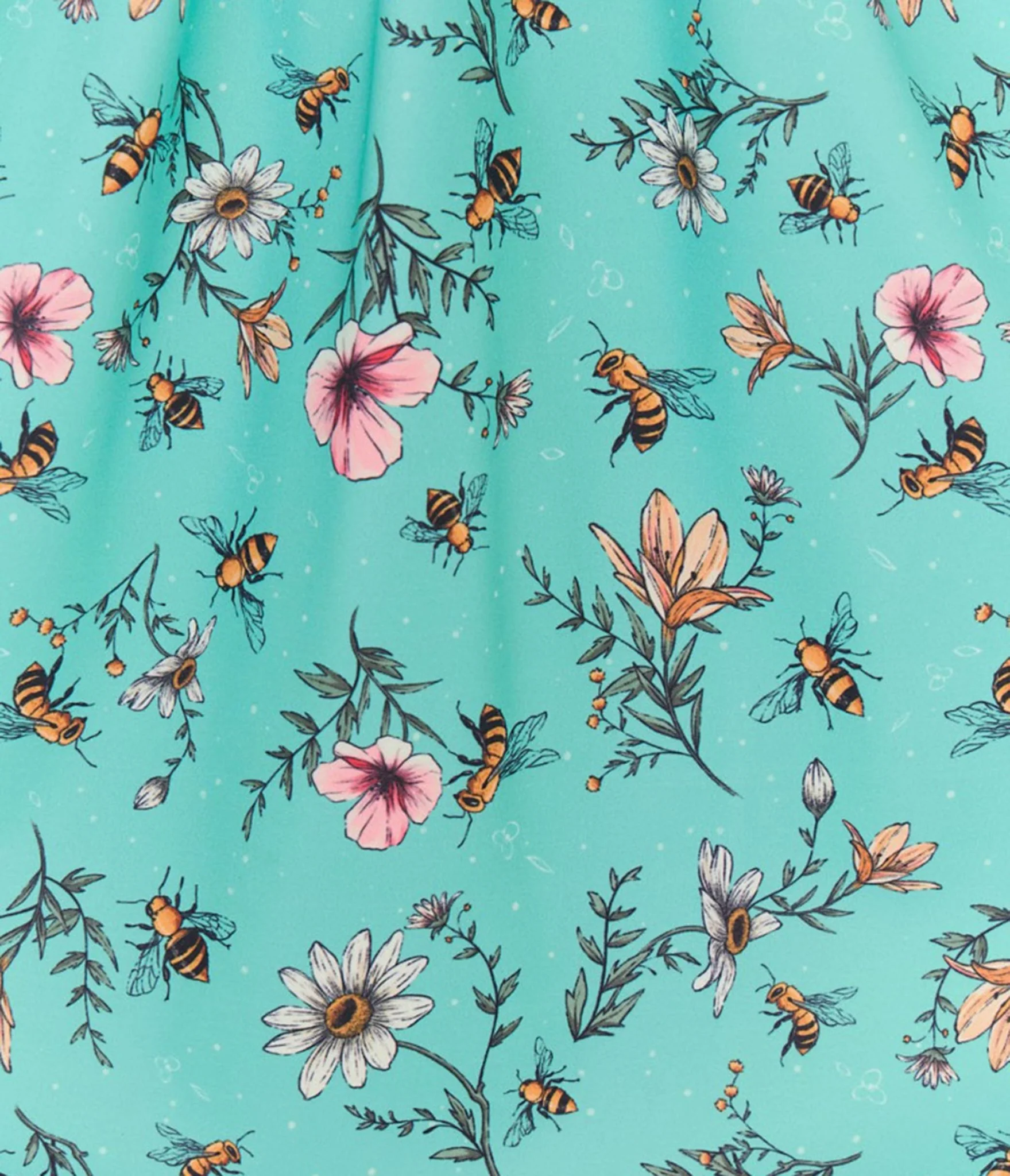 Voodoo Vixen Teal Floral & Bee Print Flare Dress - Image 5