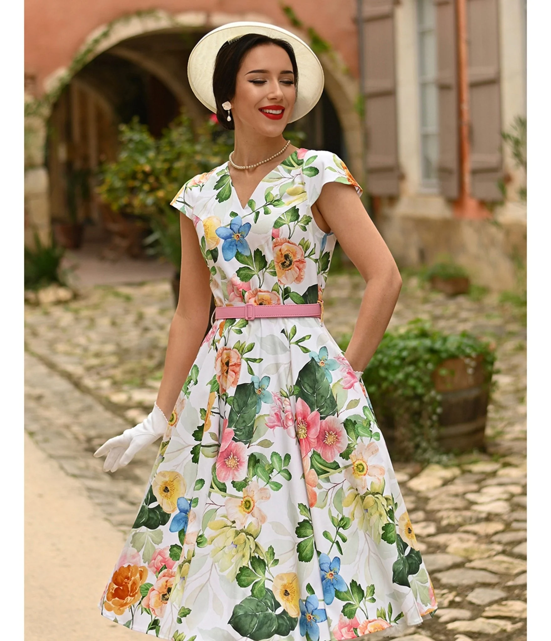 White Floral Lottie Swing Dress - Image 3