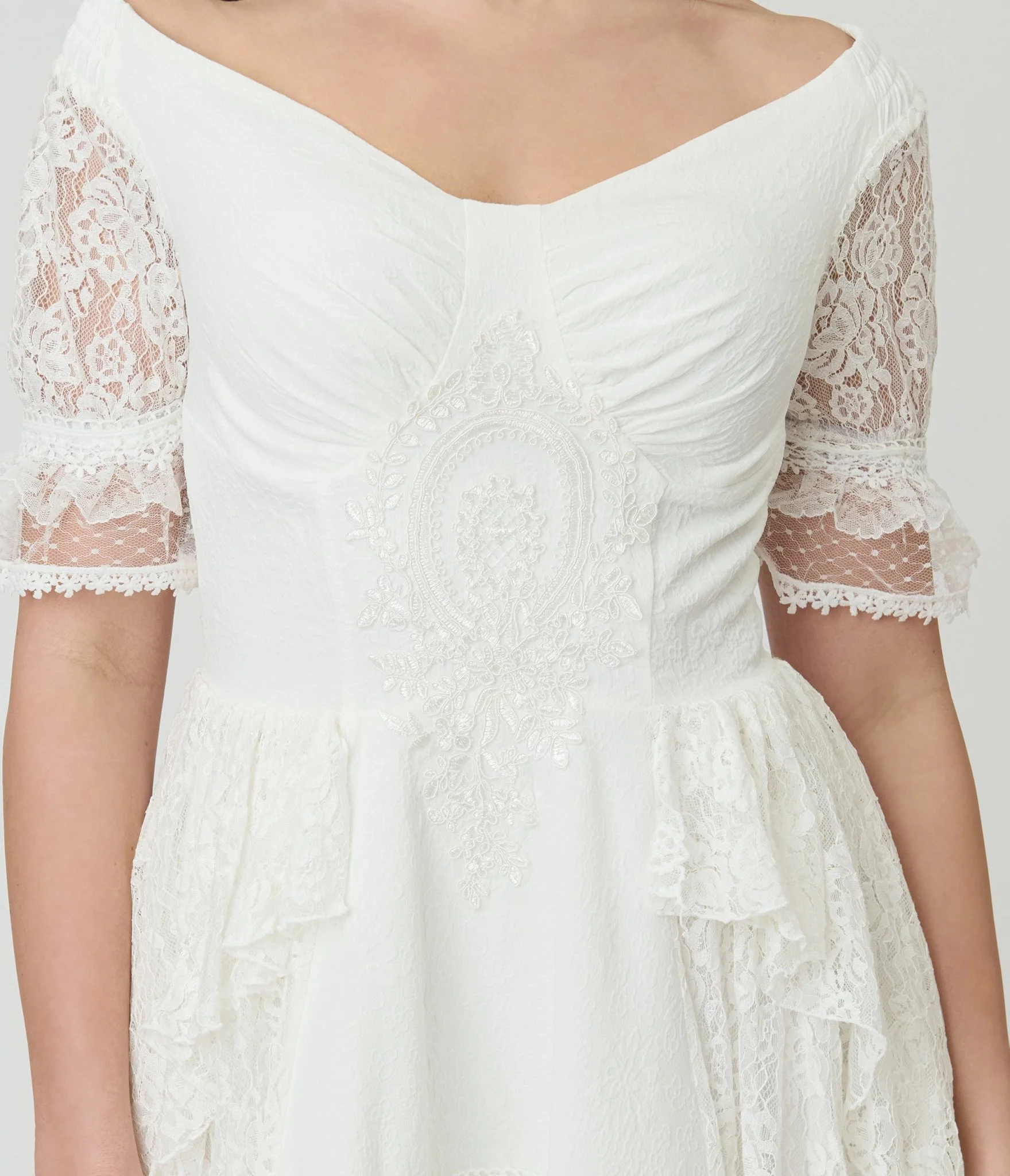 White Lace Steampunk Mini Dress - Image 5