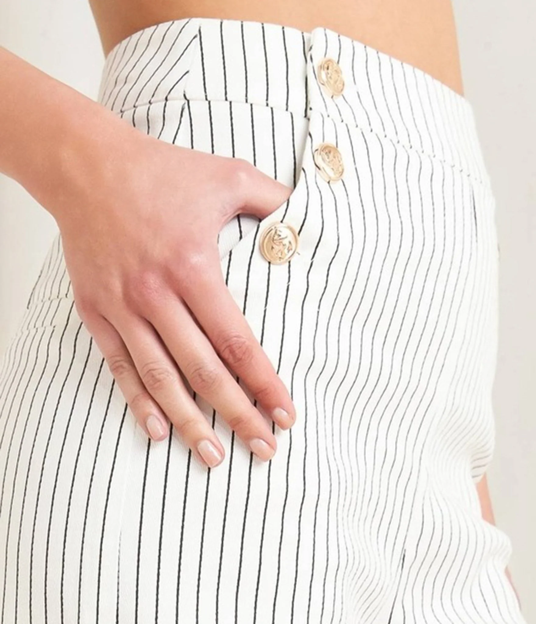 White Pin Stripe Woven Pants - Image 5