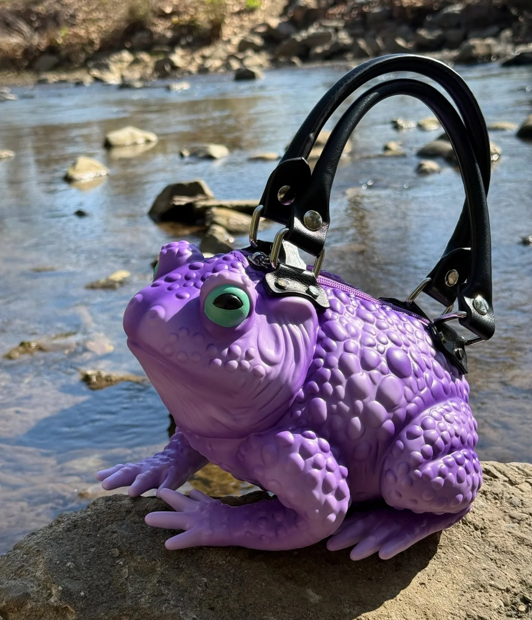 Windy Willow Glow in the Dark Purple Green Eye Toad Bag