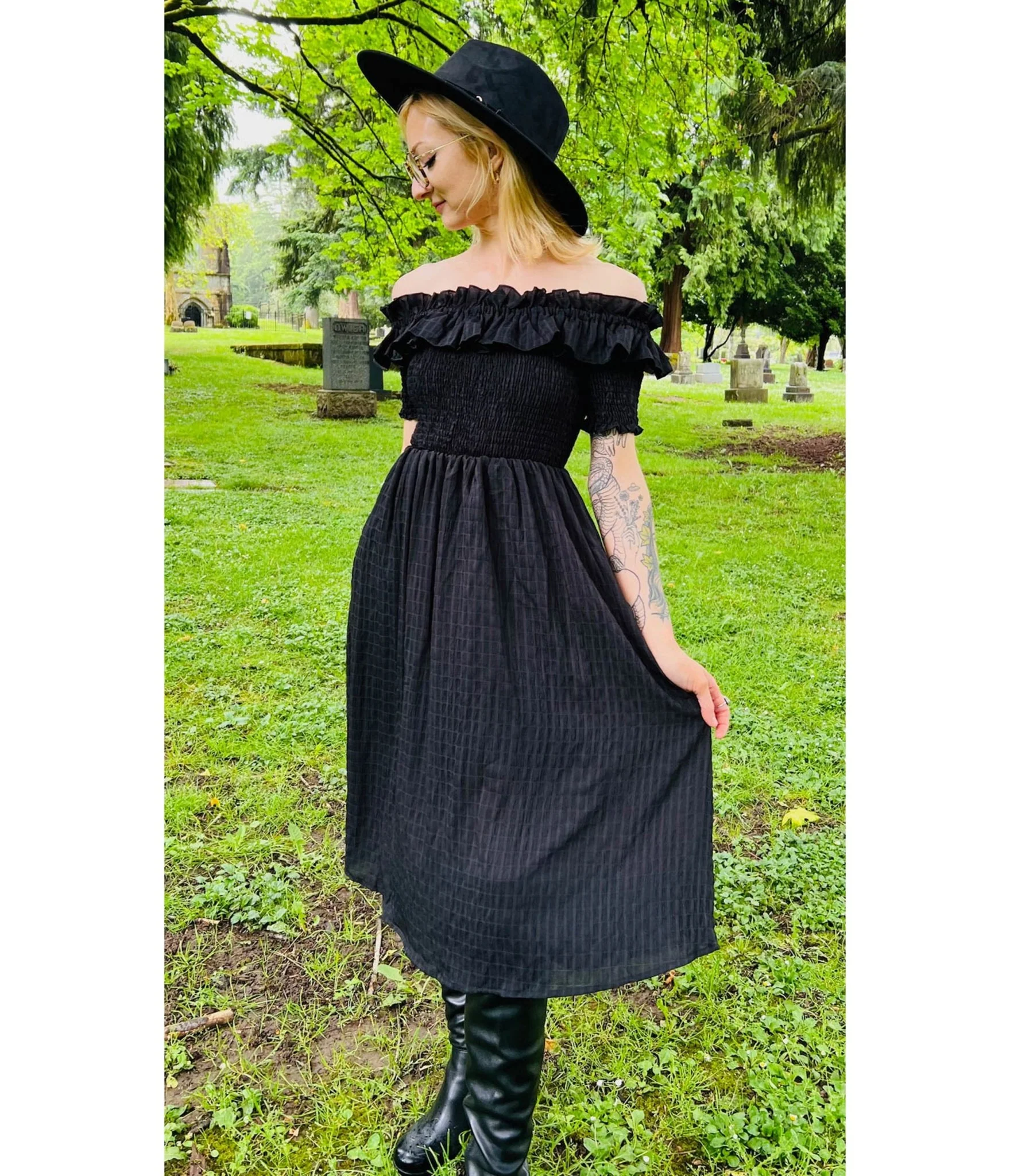 Witchwood Bags Black Plaid Cottage Swing Dress - Image 3