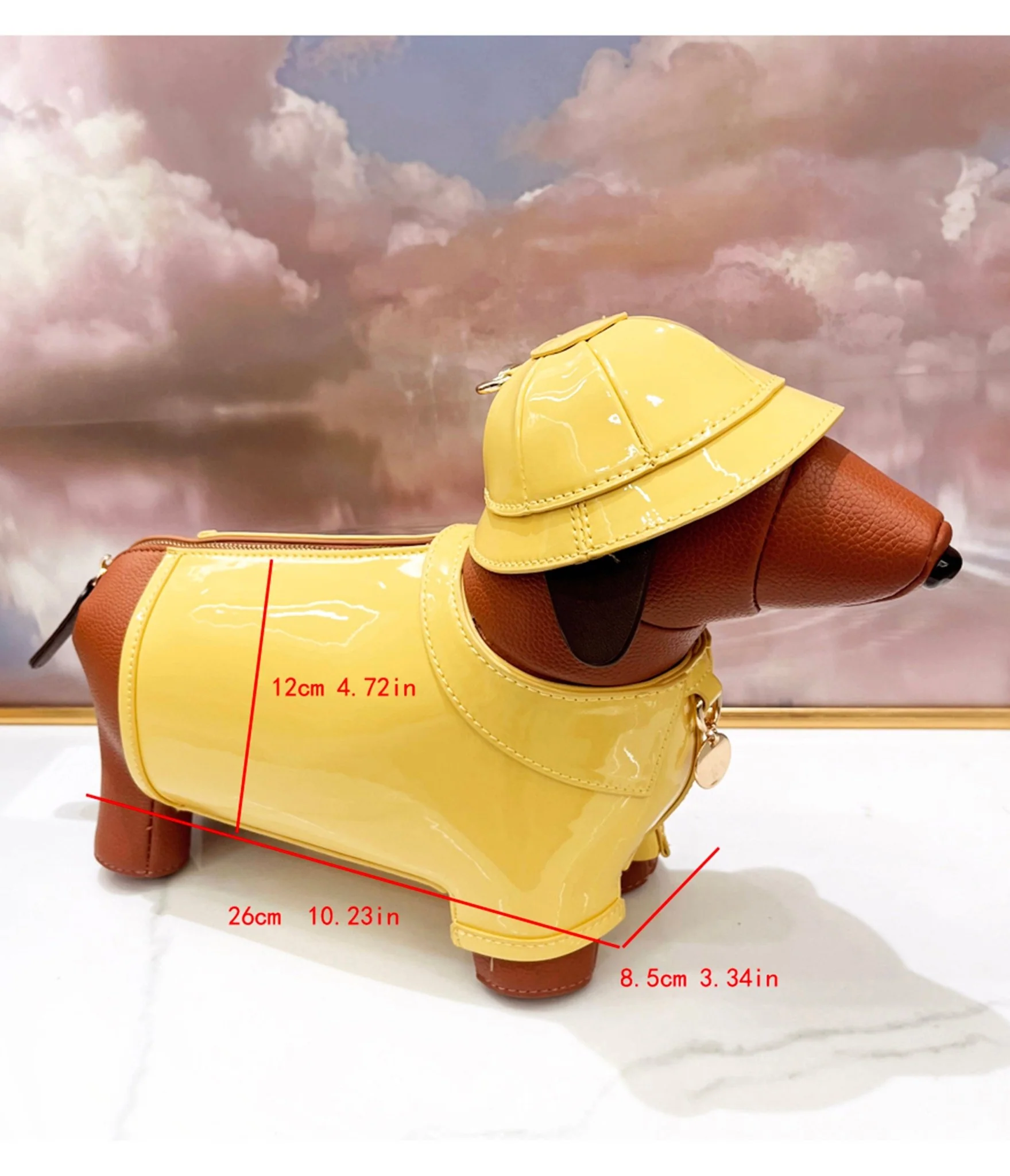 Yellow Leatherette Raincoat Puppy Crossbody Bag - Image 2